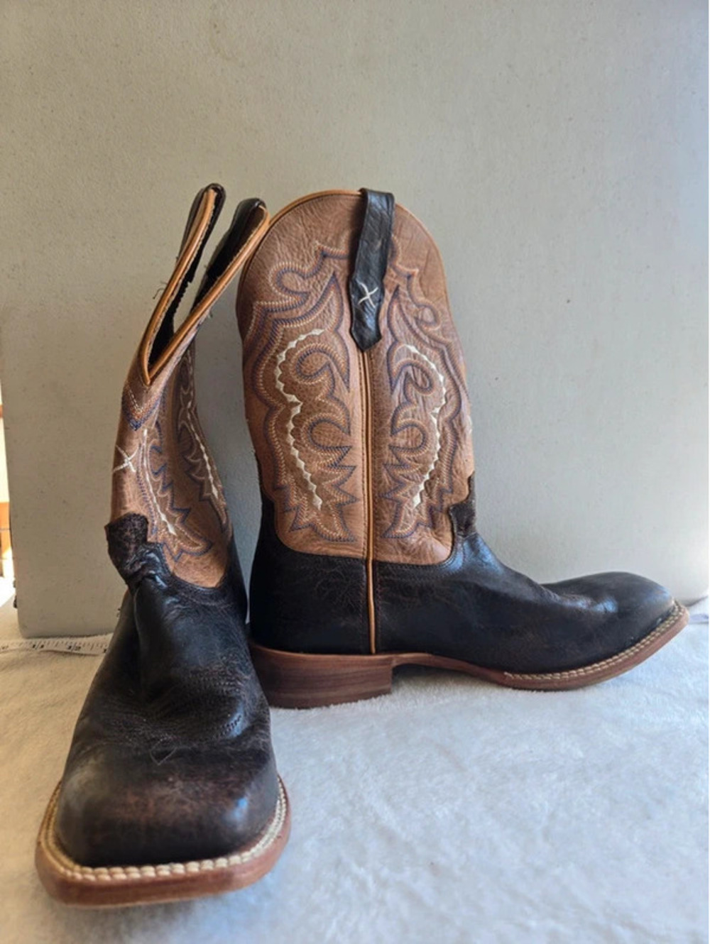 Twisted X Men’s Western Cowboy Boots Brown/Black Leather Size 10D